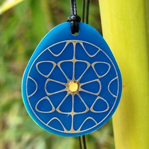 Double Schumann Pendant, 4 Harmonics 7.83 Hz / 14.3 Hz / 20.8 Hz / 27.3 Hz cymatic 4 faces - gold copper beeswax