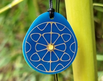 Double Schumann Pendant, 4 Harmonics 7.83 Hz / 14.3 Hz / 20.8 Hz / 27.3 Hz cymatic 4 faces - gold copper beeswax