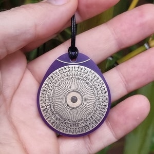 Cymatic OM pendant 528 Hz purple, sacred frequencies, Tesla antenna, vital field increase gold copper beeswax image 4