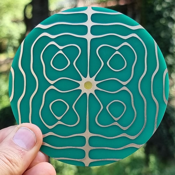 128 Hz Green Cymatic Disc - Deep Relaxation, Vagus Nerve - Gold, Copper, Beeswax
