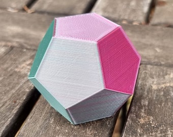 Dodécaèdre éthérique 4.3 cm magenta et jade - cire d'abeilles