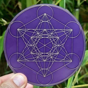 Metatron's Cube Disc and 2-sided flower of life V2.0, gold/copper passive transmitter of scalar waves, protection and energization image 1