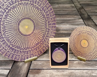 Cymatic Pack 528 Hz: discs 20 cm, 10 cm, pendant with supports. 2-sided Om Healing, Gold / Copper, Beeswax