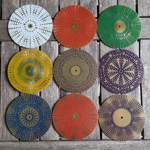 Pack of 9 Cymatic discs sacred frequencies solfeggio - 2 sides, gold / copper, beeswax