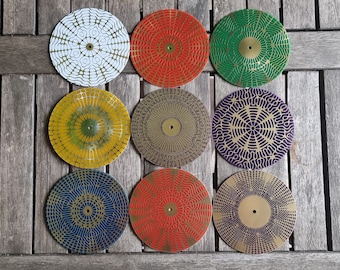 Pack of 9 Cymatic discs sacred frequencies solfeggio - 2 sides, gold / copper, beeswax