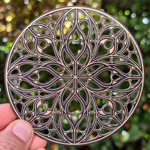 Bordeaux Cathedral Rosette Disc, 2-sided, gold/copper - passive emitter with resonant cavities