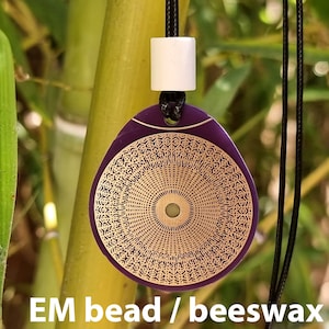 Cymatic OM pendant 528 Hz purple, sacred frequencies, Tesla antenna, vital field increase gold copper beeswax image 5