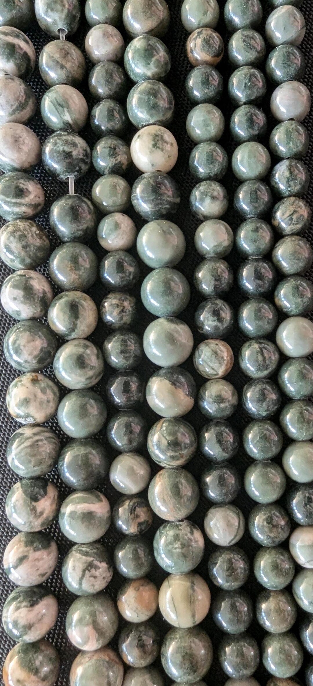 縞模様のグリーンジャスパー 6mm & 8mm スレッド 22 ～ 60 個の天然石