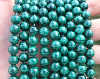 malachite 16 à 60 perles naturelles 6 - 8mm et 10mm