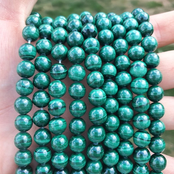 malachite 16 à 60 perles naturelles 6 - 8mm et 10mm