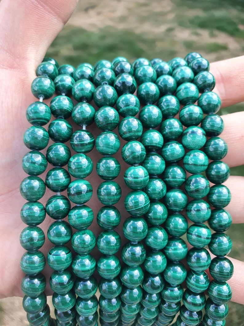 malachite 16 à 60 perles naturelles 6 8mm et 10mm image 1