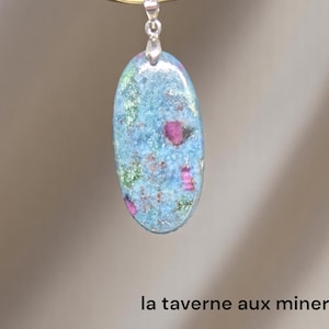 blue kyanite with ruby natural stone pendant