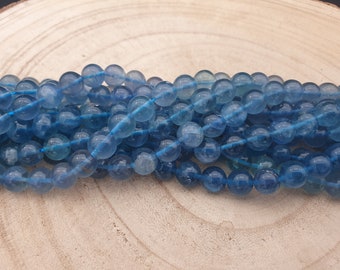 fluorite bleue perles 8mm et 10mm fils de 19 à 44 pierres naturelles