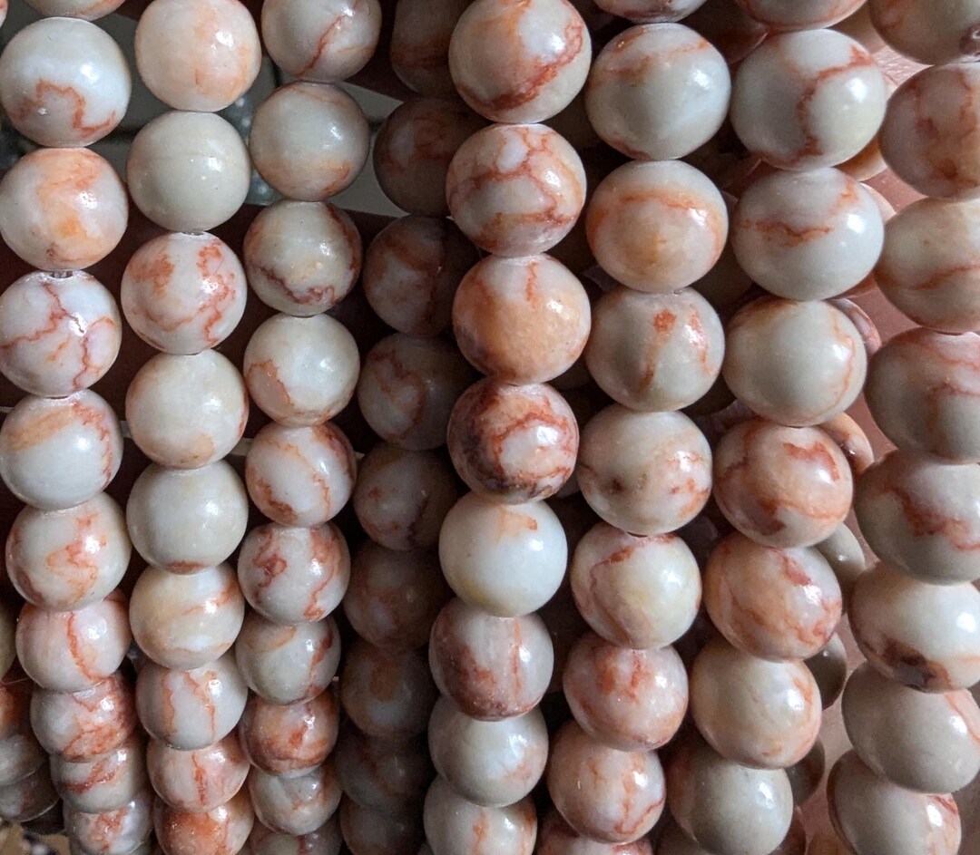 Red Veined Quartzite Beads 6 & 8mm Strands of 22 to 60 Natural Stones ...