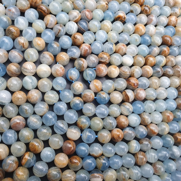 blue aragonite beads 6mm and 8mm threads of 22 to 60 natural stones