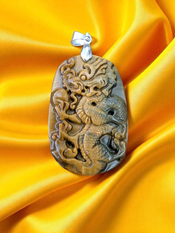 仏 龍 タイガーアイ ペンダントトップ ビーズ 仏 龍 タイガーアイ