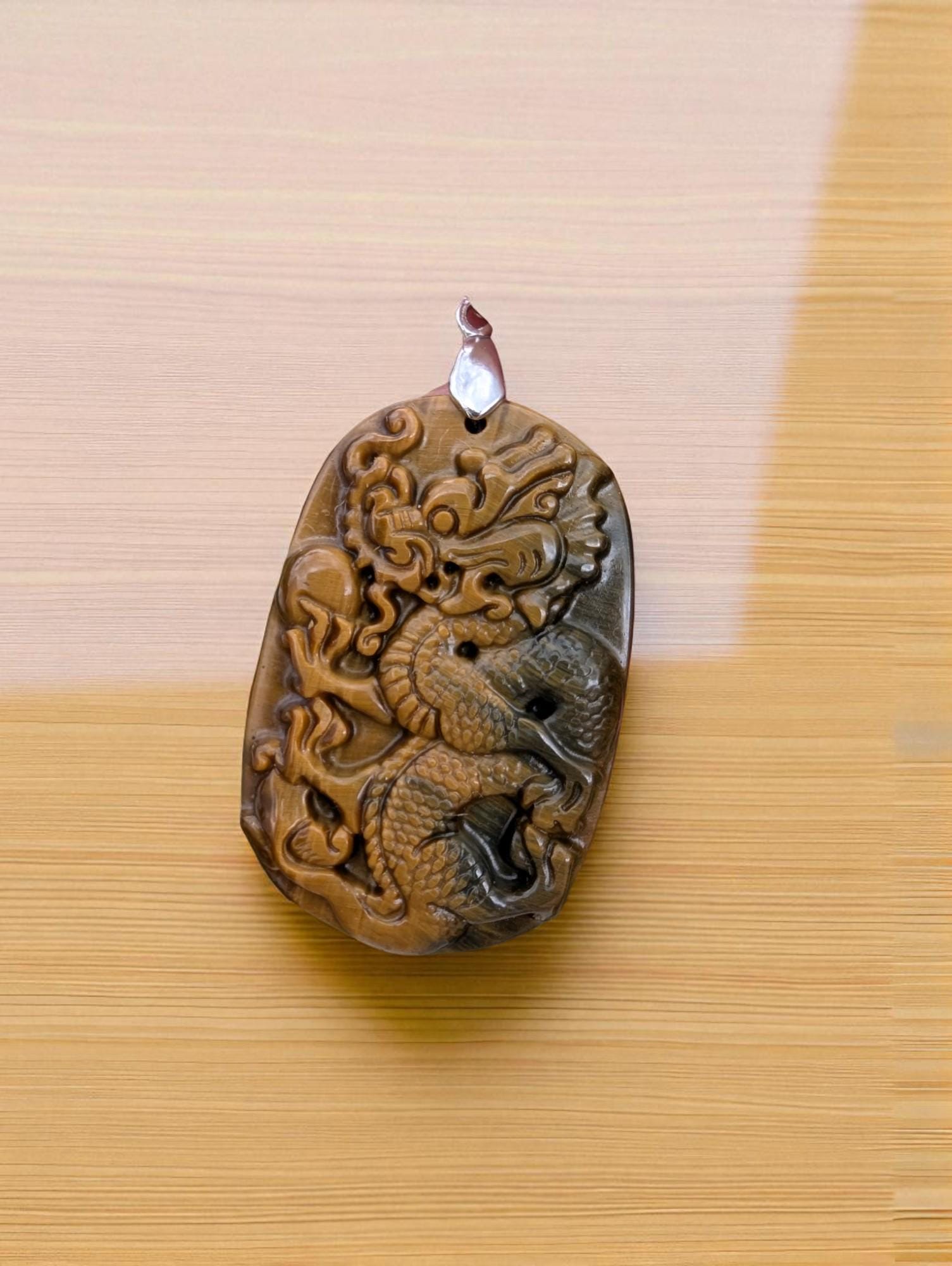 ドラゴンタイガーアイペンダント - 天然石 - Etsy 日本