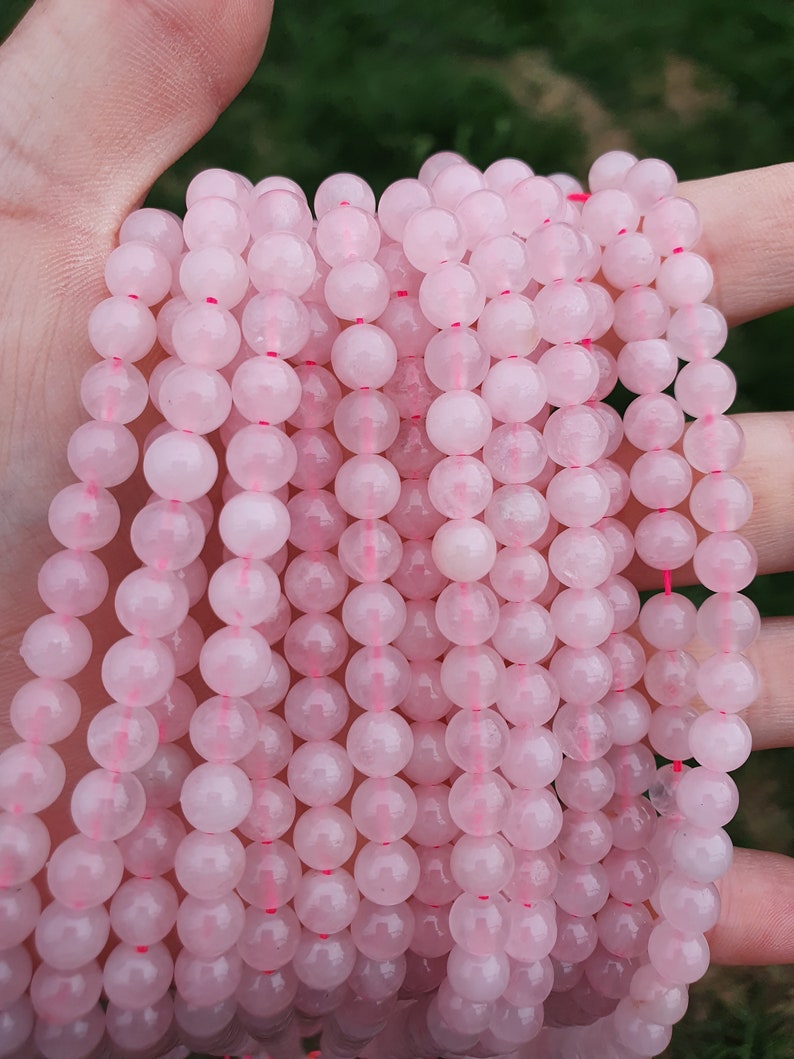 quartz rose perles 6-8-10 et 12mm fils de 22 à 60 pierres naturelles image 4