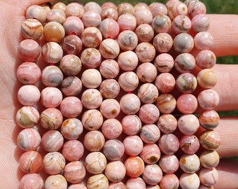 rhodochrosite 22 à 60 perles naturelles 6 et 8mm