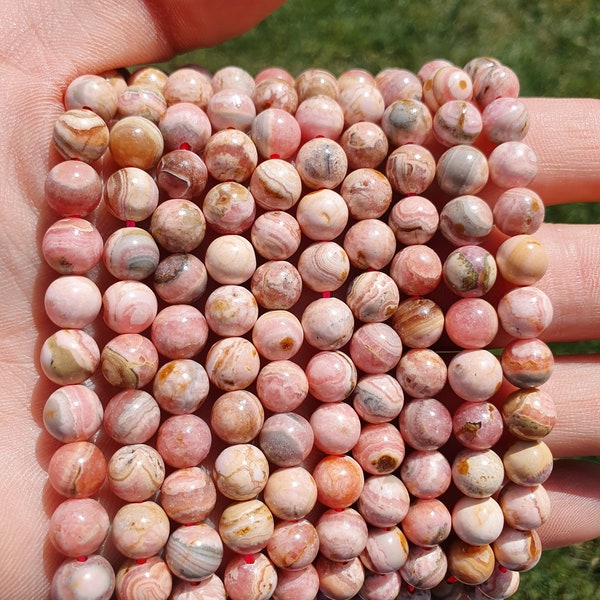 rhodochrosite 22 à 60 perles naturelles 6 et 8mm