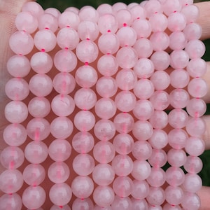 quartz rose perles 6-8-10 et 12mm fils de 22 à 60 pierres naturelles image 3