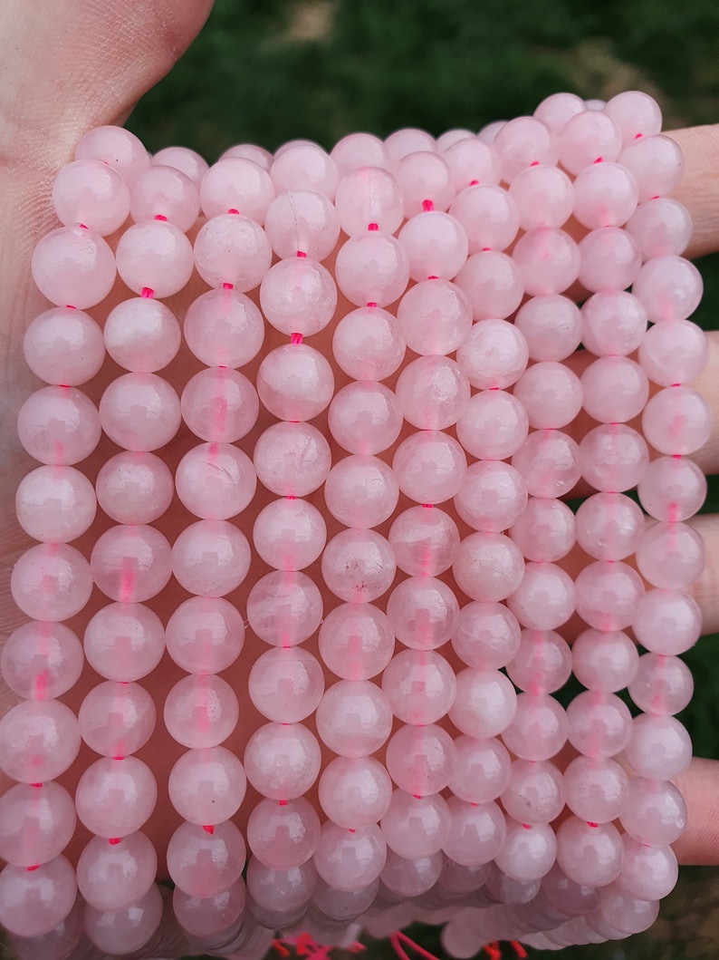 quartz rose perles 6-8-10 et 12mm fils de 22 à 60 pierres naturelles image 3