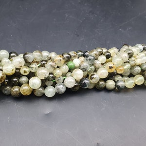 epidote in prehnite 6mm & 8mm strands of 22 to 60 natural stones