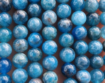apatite bleue 22 à 60 perles naturelles 6 et 8mm