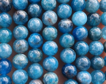 blue apatite 22 to 60 natural beads 6 and 8mm
