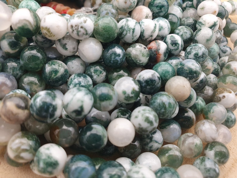 agate arbre perles 6 8 et 10mm fils de 16 à 60 pierres naturelles image 2