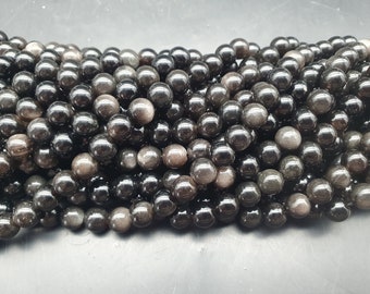 obsidienne argentée 6mm & 8mm fils de 22 à 60 pierres naturelles