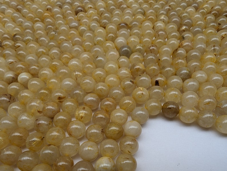 quartz rutile dorée perles 6 & 8mm fils de 22 à 60 pierres naturelles image 1