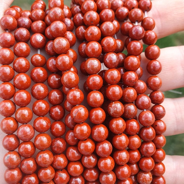 jaspe rouge 22 à 60 perles naturelles 6 et 8mm