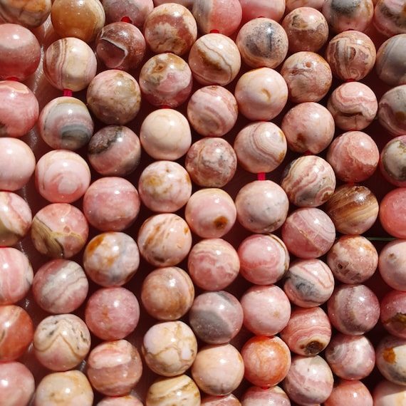 Lot De 90 Perles En Rhodochrosite Naturelle 8mm - Pour Création De Bijoux - Neuf