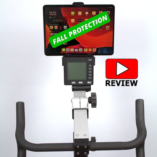 ERGTAB tablet holder for Concept PM5 Rower, Bike & Ski ergometer with a PM5 monitor - Soft plastics +  Fall Off Protection for any tablet