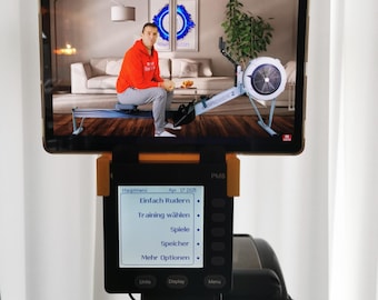 ERGTAB tablet holder for Concept2® PM5 Rower, Bike & Ski ergometer with a PM5 monitor - Soft plastics +  Fall Off Protection for any tablet