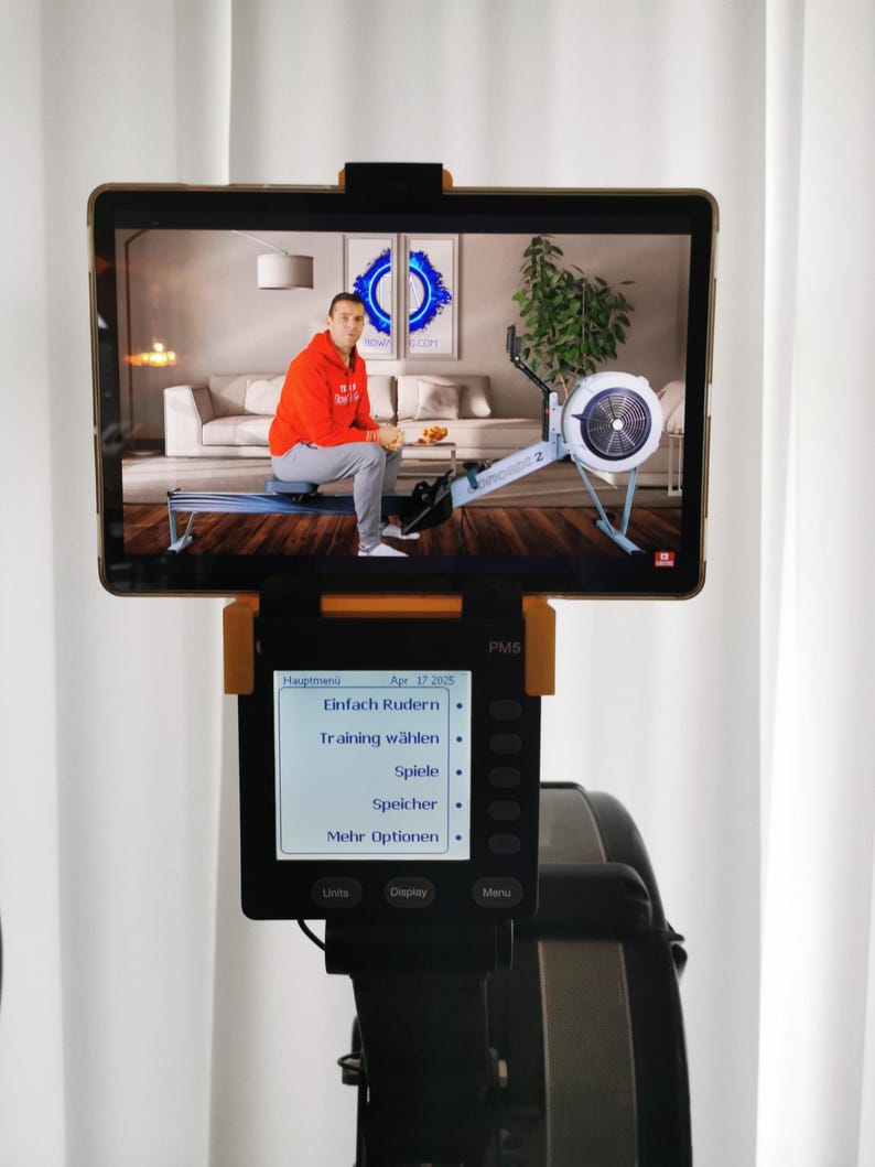 ERGTAB tablet holder for Concept2® PM5 Rower, Bike & Ski ergometer with a PM5 monitor - Soft plastics + Fall Off Protection for any tablet image 1