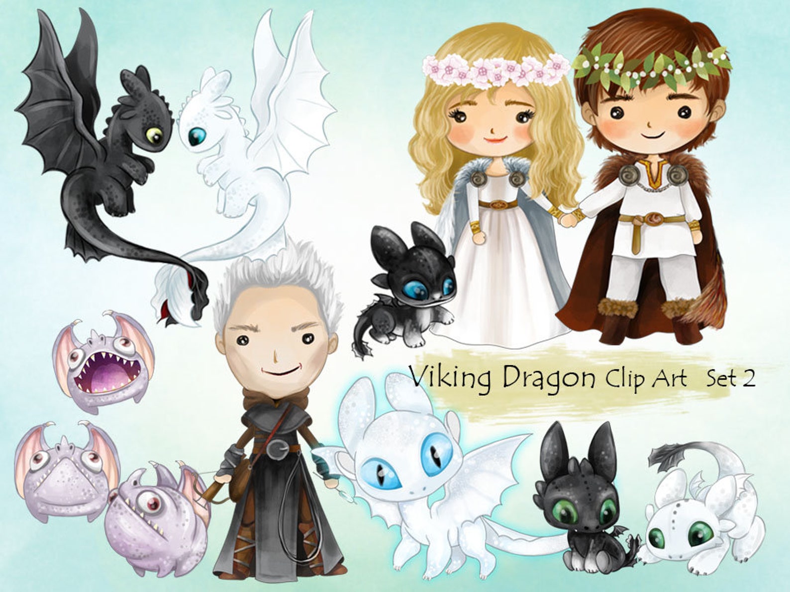 Viking Dragon Inspiration Clipart Set2 Instant Download PNG - Etsy