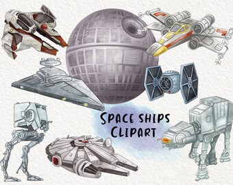 Space ships clipart  instant download PNG file - 300 dpi