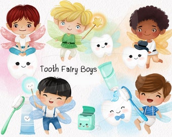 Tooth fairy boys clipart Instant Download PNG file - 300 dpi