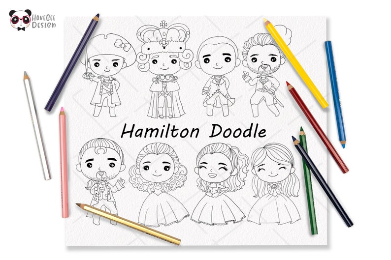 Hamilton Doodle Clipart Coloring Page Printable Instant - Etsy