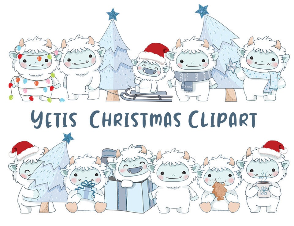 Hello Yeti. Christmas Collection, Yeti Clipart, Yeti png, Christmas Clipart