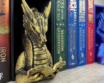 Reading Dragon Book Nook Combo | Emerging From Frame / Bookend Booktok | Bookish Decor | Unique 3D Printed Gift for Book Lovers