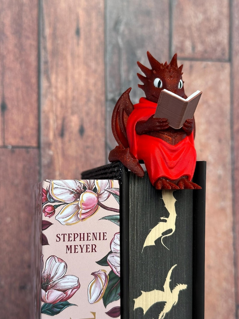 Reading Dragon Shelf Sitter | Bookshelf Decor | Bookish Gift for Book Lovers | 3D Printed Booktok Merch image 1