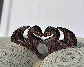 Dragon Mate Book Page Holder (Set of 2) Fantasy Bookmark Thumb Relief Accessory for Easy Reading Customizable Bookish Gift for Book Lover