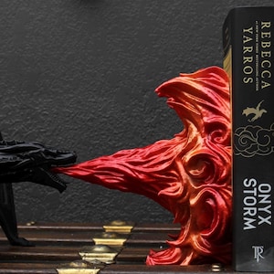 Dragon Breathing Fire Bookend/Book Nook  | Booktok Bookish Decor | Unique 3D Printed Gift for Book Lovers for the Holidays