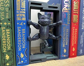 Adjustable Hanging Cat Bookend / Book Nook Booktok | Bookish Decor | Unique 3D Printed Gift
