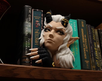 Demon Girl Fantasy Book Nook - Bookish Merch / Gift For Her or Book Lover - Reading 3D Printed Decor - Accessories to Decorate Your Shelf