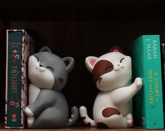 Cute Cat Bookend Set | Bookish Gift for Cutecore Animal Lover | Booktok 3D Printed