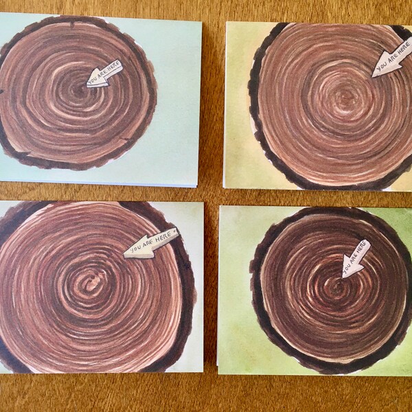 You Are Here--Tree Ring Birthday Cards (blank inside)